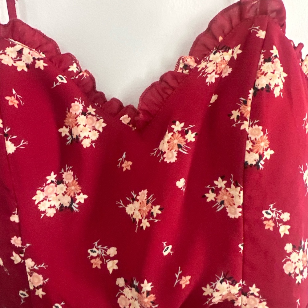 Francesca’s Red Floral Dress - L - Picture 2 of 9